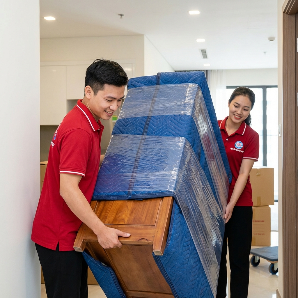 Nhân viên Nguyên Nhật vận chuyển đồ đạt cẩn thận