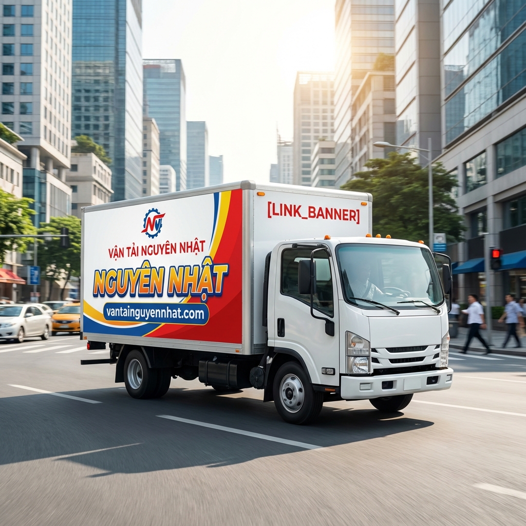 Xe tải Vận Tải Nguyên Nhật đậu gần hẻm nhỏ tại TP.HCM